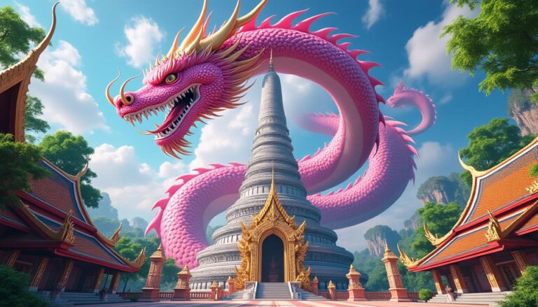 découvrez wat samphran, le temple du dragon emblématique de bangkok, célèbre pour sa pagode enroulée par un immense dragon rose, une merveille architecturale unique à ne pas manquer.